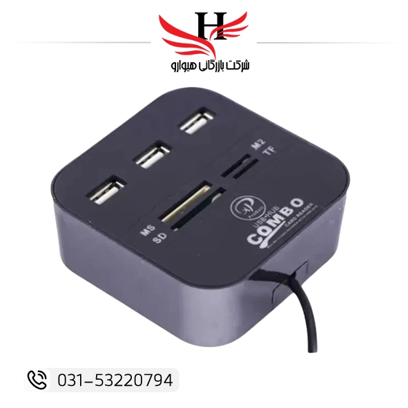 هاب کمبو رم ریدر و 4 پورت USB ایکس پی XP-836 مناسب اتصال همزمان فلش مموری، موس، کیبورد و کارت حافظه برای لپ تاپ و کامپیوتر